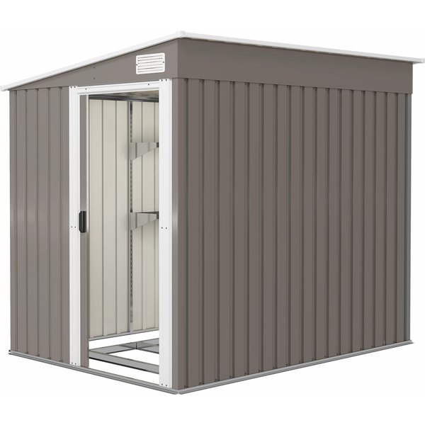 Outsunny Abri De Jardin En MéTal 2,81M² 154X206,5X181 Cm Avec Toit En Pente Fondation-image
