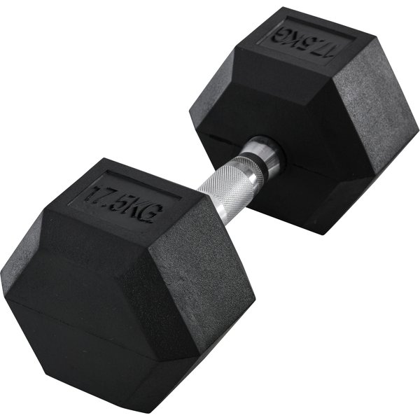 HOMCOM Hexagon Gummihanteln 17,5kg Gusseisen Krafttraining Schwarz Aosom