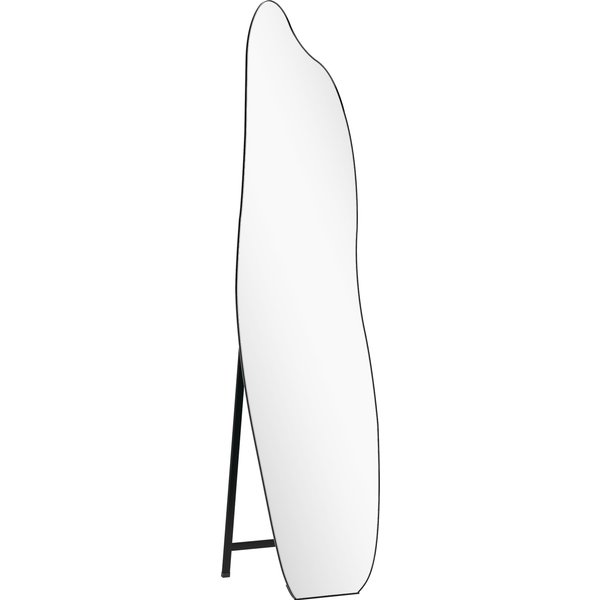 HOMCOM Ganzkörperspiegel 160x40 cm ohne Rahmen, Freistehender Spiegel mit unregelmäßiger Form und Metallständer, zur Boden- oder Wandmontage, für Wohnzimmer, Eingangsbereich und Schlafzimmer, Schwarz Aosom
