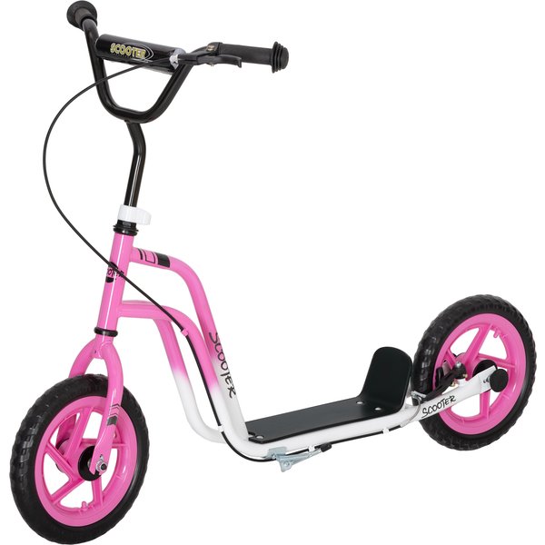 Aiyaplay Trottinette Pour Enfants Avec Guidon RéGlable, Grandes Roues, BéQuille, Frein à Main, Pour Enfants De 5 à 12 Ans, Rose-image