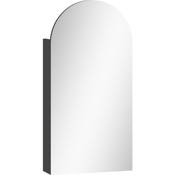 HOMCOM Arched Bathroom Mirror Cabinet with Adjustable Glass Shelves - Black