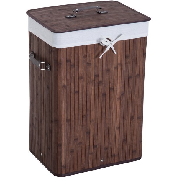 HOMCOM Laundry Basket Slim with Lid 72L Laundry Collector with Handle, Removable Laundry Bag, Laundry Box for Laundry Room Bedroom Bathroom, Dark Brown | Aosom Ireland