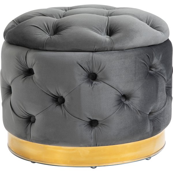 HOMCOM Vintage Hocker, Sitzhocker Truhenbank Fußbank Fußhocker mit Stauraum, Polsterhocker, Metall, Schaumstoff, Kohlegrau, 55 x 55 x 42 cm Aosom