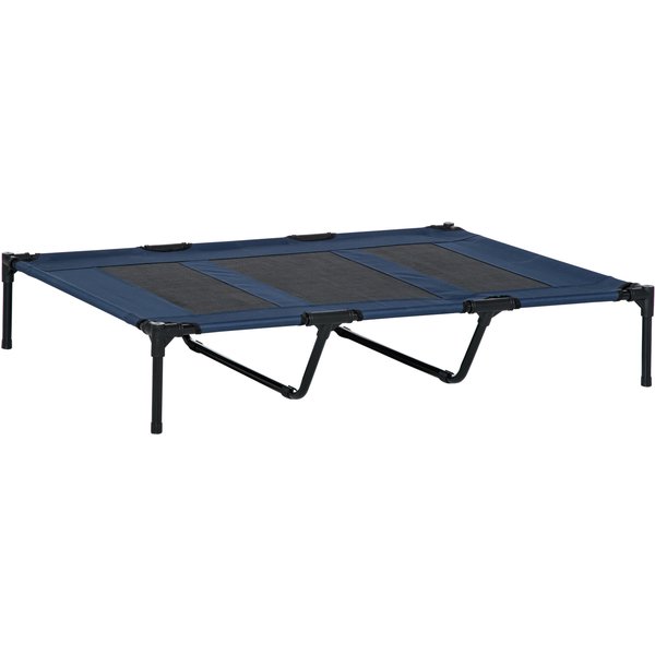 PawHut Dog Bed, Foldable, Outdoor Dog Cot, Elevated Stand, 122 cm x 92 cm x 23 cm, Blue + Black | Aosom Ireland