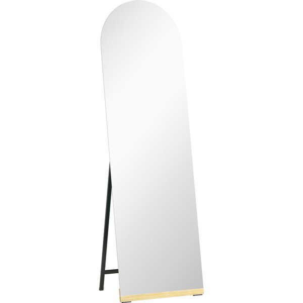 HOMCOM Ganzkörperspiegel Gebogen 160x50 cm, Stehender oder Wandspiegel, rahmenlos, Holzsockel, für Wohnzimmer, Schlafzimmer, Flur, Eingang Aosom