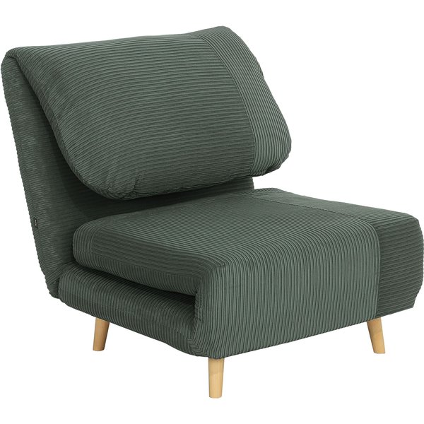 HOMCOM 2-in-1 Schlafsofa Schlafsessel Verstellbar Klappmatratze Gästebett im Cord-Optik, für Schlafzimmer, Wohnzimmer Grün 82 x 89 x 83 cm Aosom