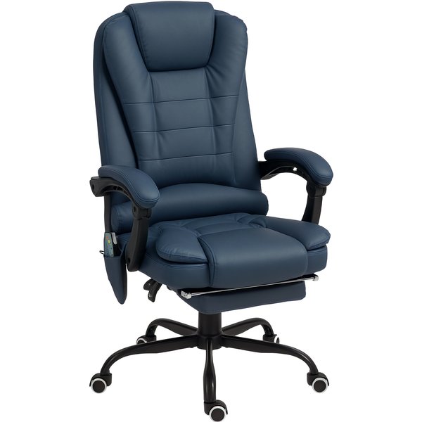 Vinsetto Bürostuhl mit 7 Punkt Massage, ergonomischer Bürosessel mit Liegefunktion, höhenverstellbar Chefsessel mit Fernbedienung, 120 kg belastbar, für Arbeitszimmer, Büro, Blau Aosom