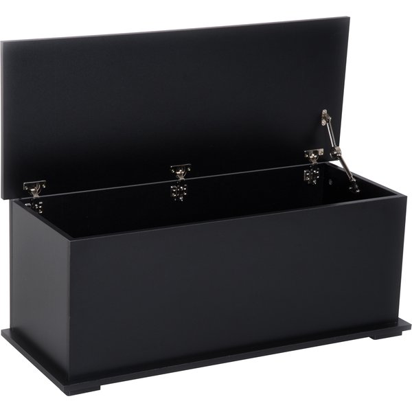 HOMCOM Aufbewahrungsbox Holzkiste Sitztruhe mit Stauraum Sicherheitsscharniere Holzkiste mit klappbarem Deckel Schwarz Aosom