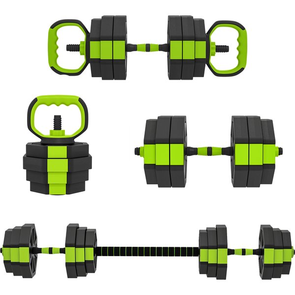 Sportnow Jeu D'haltèRes Ajustables 25 Kg 4 En 1 Comme Kettlebell Barre HaltèRes Support Pour Pompes Pour Gym Domicile-image