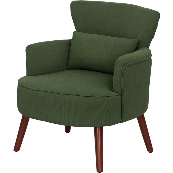 Homcom Fauteuil D'accent Moderne, Fauteuil Rembourré Avec Coussin Lombaire, Vert-image