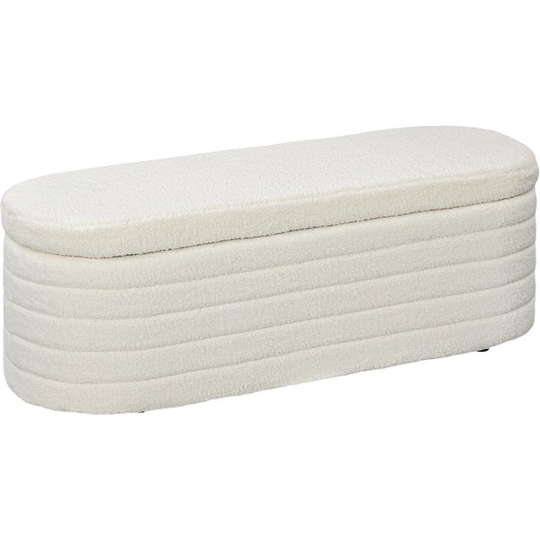 HOMCOM Schlafzimmer Bettbank mit Stauraum und Holzbeinen, hohe Stabilität, Teddy-Fleece, 120 kg Belastbarkeit, 116x41x40,5 cm, cremeweiß Aosom.de