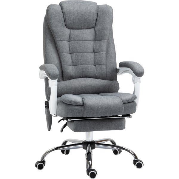 Vinsetto Bürostuhl mit Massagefunktion, höhenverstellbar, ergonomischer Schreibtischstuhl mit Liegefunktion, Heizfunktion, Fußstütze Aosom