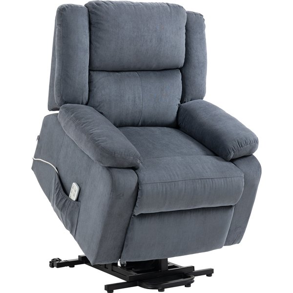 HOMCOM Relaxsessel Fernsehsessel Aufstehsessel elektrisch verstellbar mit Liegefunktion & Fernbedienung, Samtoptik in Grau, 92x93x105cm Aosom.de