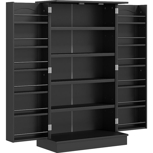 HOMCOM Küchenschrank Speisekammer Küche mit 2 Türen und 16 Regalen Moderner Vorratsschrank mit verstellbaren Regalen für Esszimmer Wohnzimmer 60x30x104 cm Schwarz Aosom
