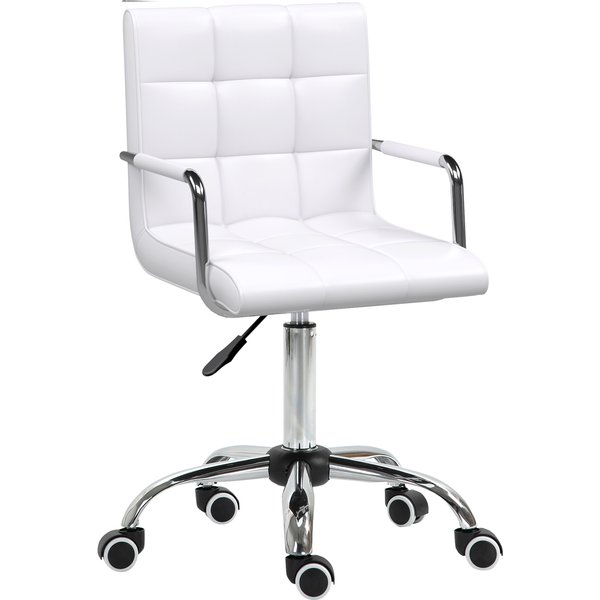 HOMCOM Bürostuhl höhenverstellbar 84-99H cm ergonomischer Drehstuhl Chefsessel für Büro und Homeoffice PU Weiß Aosom.de