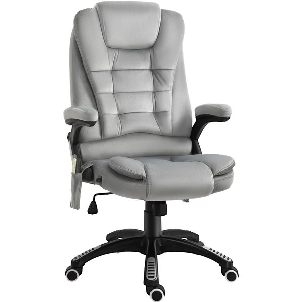 Vinsetto Massage Bürostuhl ergonomisch höhenverstellbar mit PU-Rädern in Grau für komfortables Arbeiten und Entspannung Aosom.de