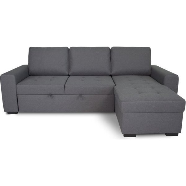 Canapé D'angle Convertible RéVersible Cathy 3 Places - Tissu Gris - L 242 X P 155 X H 85 Cm-image