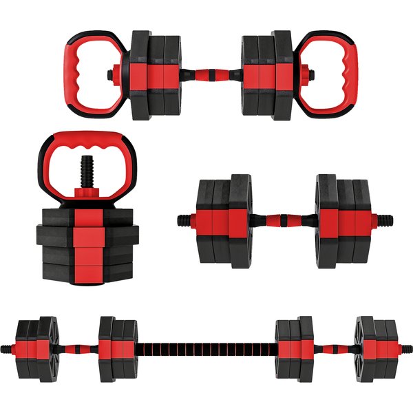 Sportnow Ensemble D'haltèRes 4 En 1 HaltèRes Set HaltèRes Ajustables De 20 Kg Pour La Musculation à Domicile-image