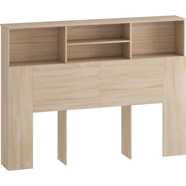 HOMCOM Kopfteil auf Ständer 140 cm mit Stauraum, modernes Bettzubehör mit 4 offenen Fächern für Schlafzimmer, 140 x 19 x 103,5 cm, Naturholzoptik Aosom