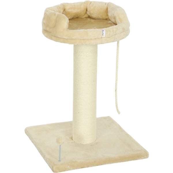 PawHut Kratzbaum klein 85cm Katzenbaum Liegefläche Spielball Katzen unter 6kg Sisal Beige Aosom