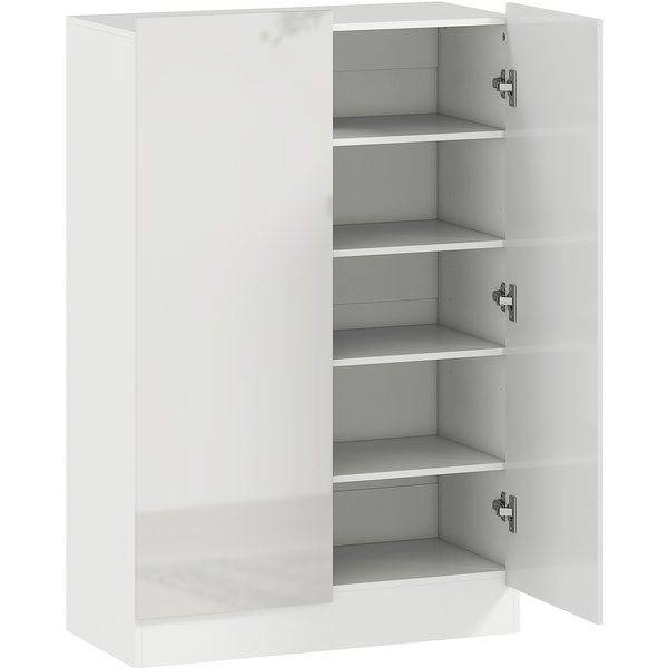 HOMCOM 5-tier Shoe Cabinet for 20 Pairs of Shoes, Adjustable Shelves, for Entrance Area, Hallway, Wood, White | Aosom Ireland