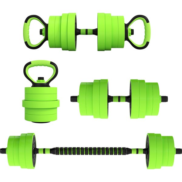 Sportnow Ensemble D'haltèRes Ajustables 30 Kg 4 En 1 Comme Kettlebell Barre HaltèRes Support Pour Pompes Pour Gym à Domicile-image
