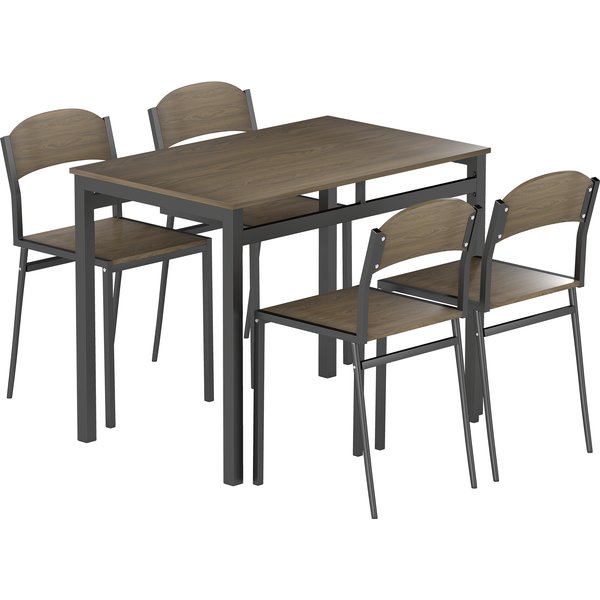 HOMCOM Esstisch-Set – Runder Küchentisch mit 4 Stühlen, Modernes Design, Metallgestell, für kleine Räume, Dunkelbraun/Schwarz Aosom