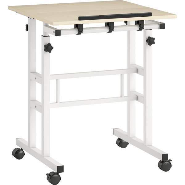 HOMCOM höhenverstellbarer Schreibtisch 60×60 cm – Rolltisch mit neigbarer Platte, Steh-Sitz Arbeitsplatz, natur Aosom