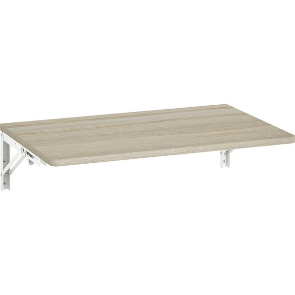 HOMCOM Fold-Down Wall Desk — Space-Saving Oak & White Floating Table (24 x 16 in) | Aosom Ireland