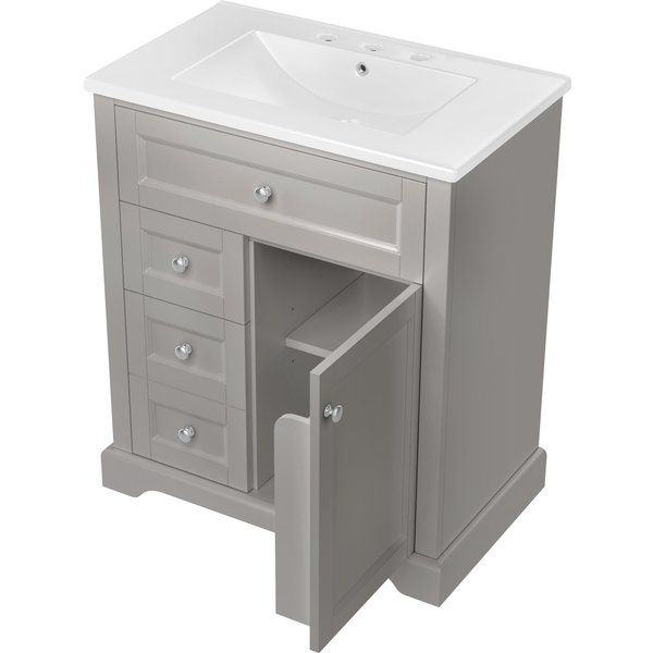 Badezimmerschrank, Feuchtigkeitsbeständig Bodenstehender 76x46x87cm mit Waschbecken Stauraum, Verstellbare Ablagefläche, Grau Aosom.de