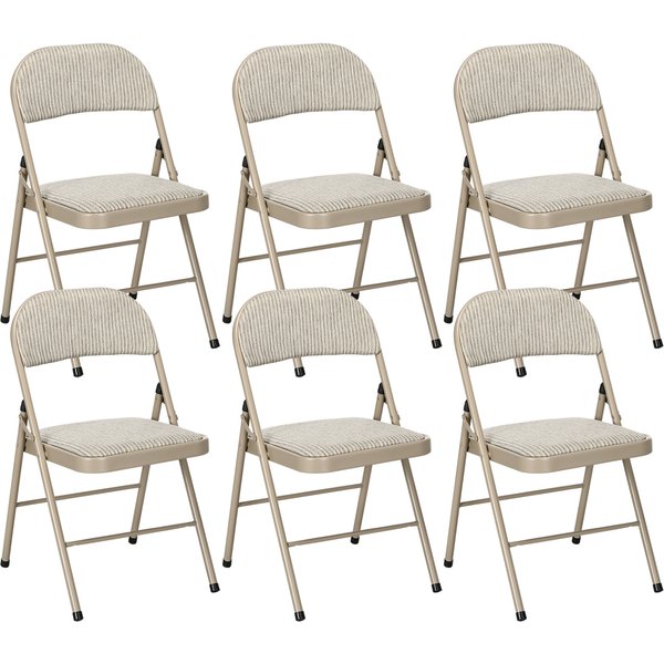 HOMCOM Set of 6 Modern Folding Chairs in Steel and Polyester, 45x46x78 cm, Beige | Aosom Ireland