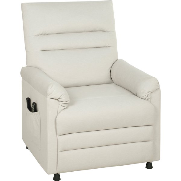 HOMCOM Elektrischer Relax-Massagesessel mit Heizfunktion, velourbezogener tierfreundlicher Sessel, Fußstütze, leiser Motor, Speicherfunktion, Seitentaschen und Fernbedienung, Creme Aosom