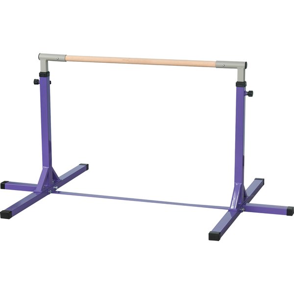 HOMCOM Gymnastik-Turnreck, 13-stufig höhenverstellbar Reckstange, Reck Turnstange aus Holz & stabile Stahlkonstruktion bis 75 kg belastbar, für 3+ Kinder, Indoor, Outdoor, Violett Aosom