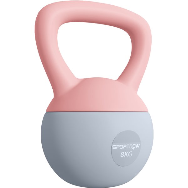 SPORTNOW 8KG Soft Kettlebell, Kettlebell with Non-Slip Handle for Home Gym, Weight Lifting, Strength Training, Pink/Grey | Aosom Ireland