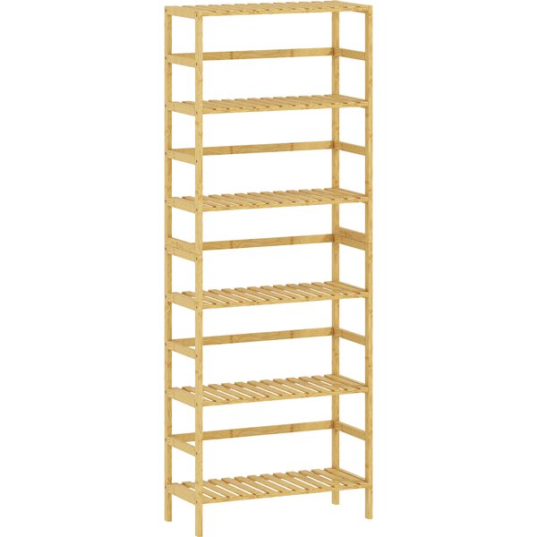 HOMCOM 6-tier bamboo shelf, adjustable shelves, freestanding storage shelf, natural wood | Aosom Ireland