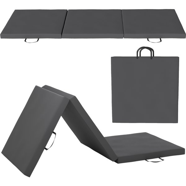 HOMCOM Klappbare Gymnastikmatte, dicke Turnmatte, 180 x 60 x 5 cm, mit Griff, Bodenmatte für Yoga, Sport, Fitness, Pilates, synthetischer Bezug, grau Aosom
