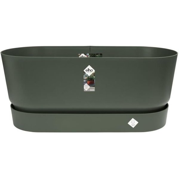 Elho Jardiniere Avec Roues Greenville Terrasse 80 - L 35 X W 78 X H 33.5 Cm- Leaf Green-image