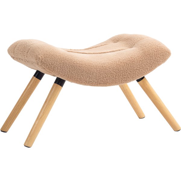 HOMCOM Modern Footstool with Fleece Cover and Wooden Legs, Padded, for Living Room, Bedroom, Hallway, Brown | Aosom Ireland