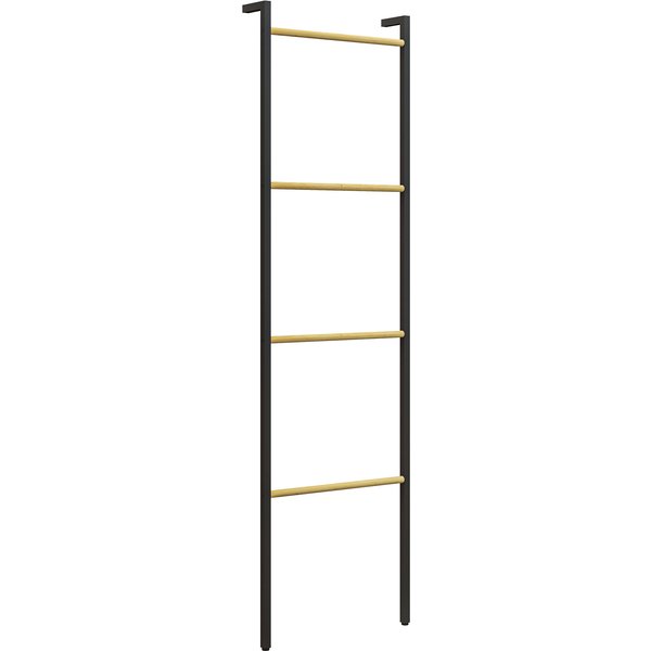 HOMCOM Towel Rack, freestanding, 4 Bars, 49x5.5x167.5cm, Black/Natural wood | Aosom Ireland