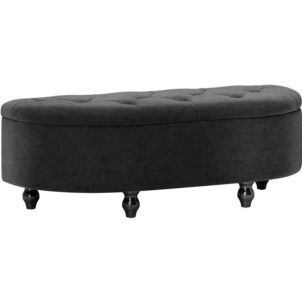 HOMCOM Storage Ottoman, Upholstered Storage Chest, Padded, Soft-Close Lid, Velvet Look, 120 x 46 x 42 cm, Dark Grey | Aosom Ireland