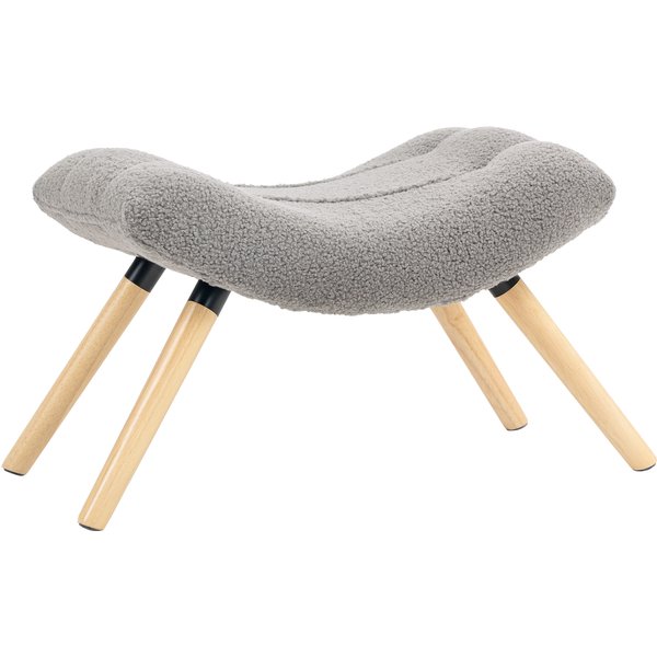 HOMCOM Modern footstool with fleece cover and wooden legs, padded, for living room, bedroom, hall, Light Grey | Aosom Ireland