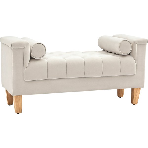 HOMCOM Upholstered bench, vintage design, 2 cushions, chenille cover, 115 x 44 x 58 cm, Beige | Aosom Ireland