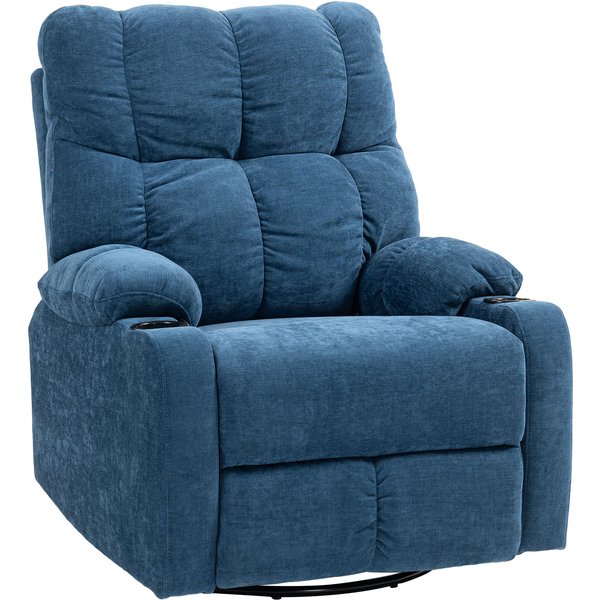 HOMCOM Recliner with Footrest, Reclining Chair, Swivel, up to 150 kg, Steel Frame, 88x96x108cm, Dark Blue | Aosom Ireland