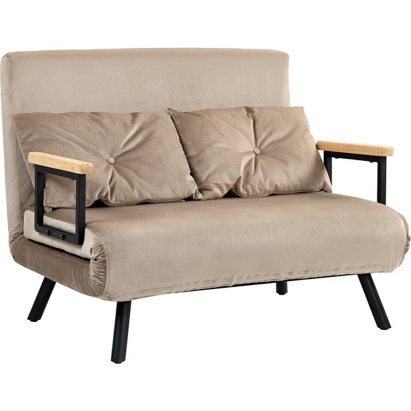 HOMCOM Sleeper chair, guest bed, wooden armrests, metal frame, up to 120 kg, 102x73x81cm, Light brown | Aosom Ireland