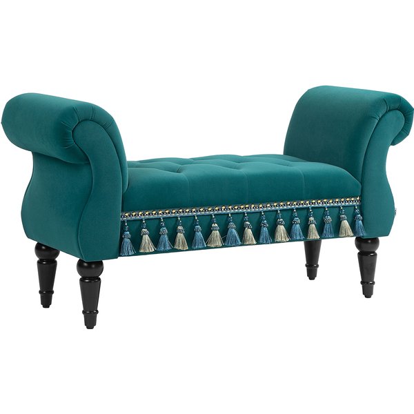 HOMCOM Upholstered bench, Seating bench, Vintage design, up to 150 kg, 117x40x58 cm, Green | Aosom Ireland