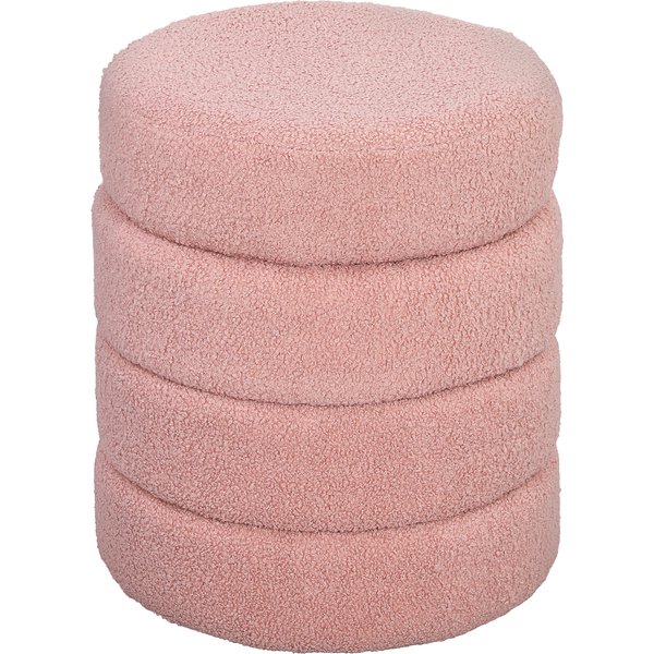 HOMCOM Stool, round, Teddy fleece, up to 120kg, Φ40x45H cm, Pink | Aosom Ireland