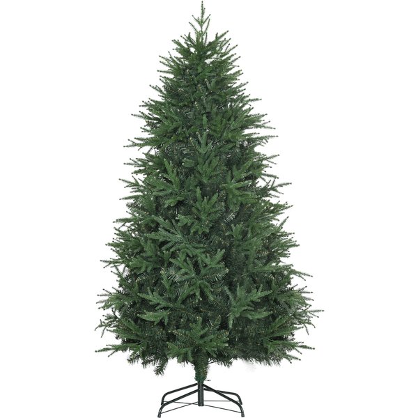 HOMCOM Christmas Tree, Artificial, Realistic Look, Quick Assembly, Plastic, Green, 114 x 114 x 180cm | Aosom Ireland