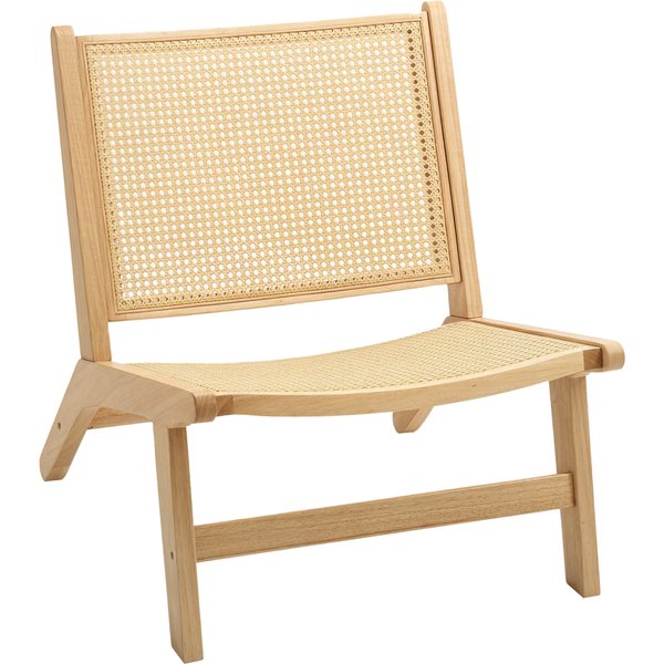 HOMCOM Rattan Chair, Reading Chair, Wood Frame, Wide Seat, 64 x 70 x 74 cm, Natural Wood | Aosom Ireland