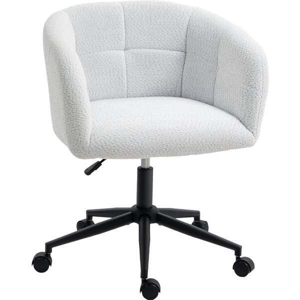 HOMCOM Padded Office Chair with Plush Cover, Tub Design, Rolling Desk Chair, Steel Base, Cream+Black | Aosom Ireland