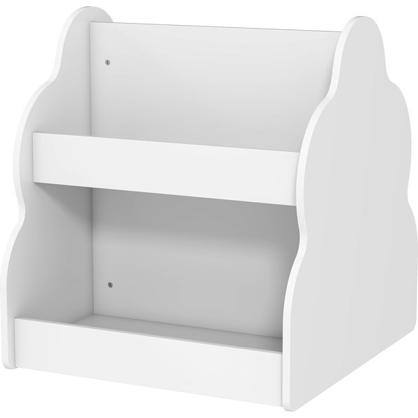 Aiyaplay ÉTagèRe Pour Enfants, BibliothèQue 2 Niveaux Pour Enfants Avec Roulettes, 4 éTagèRes, Pour Chambre D'enfant, Salle De Jeux, 54X50X56 Cm, Blanc-image